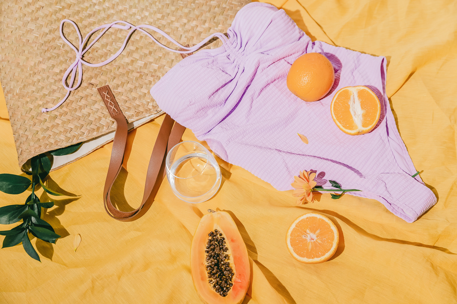 Bag with Bikini on Yellow Cloth